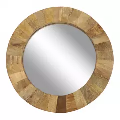 Ronde spiegel hout Vaya