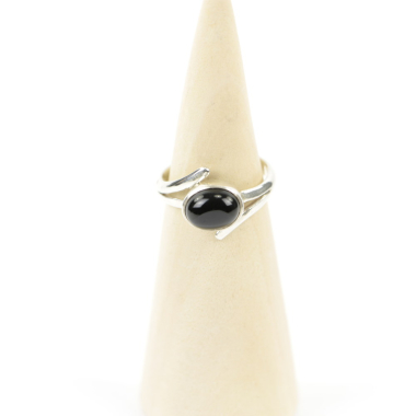 Ring zilver Mt. 9/60 Zwarte Onyx M0158a