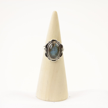 Ring zilver Mt. 8/57 Labradoriet RAJ6