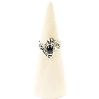 Ring zilver Mt. 7/55 Zwarte Onyx M0586a