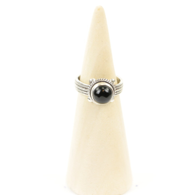 Ring zilver Mt. 7/55 Zwarte Onyx M0841