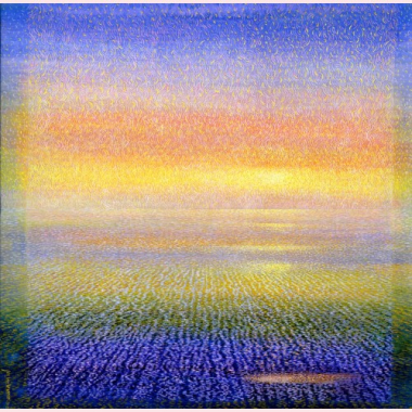 Ansichtkaart Squares transparante ruimte-diepblauw (J. v.Wunnik)