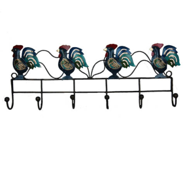 Kapstok metaal haan 6 haak turquoise