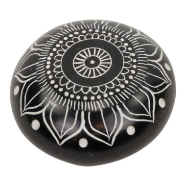 Wierookhouder steen mandala print zwart