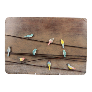 Wanddecoratie metaal vogels op koord