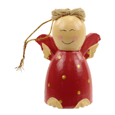 Ornament wood christmas angel red M