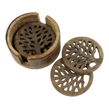 Onderzetter hout mango boom set6