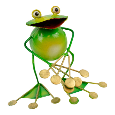 Statue metal standing frog crossed hands