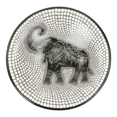 Schaal terracotta stippen olifant L