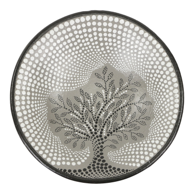 Schaal terracotta stippen levensboom zwart L