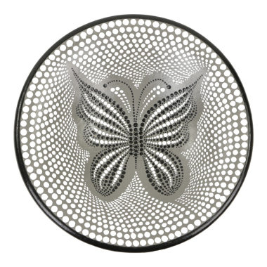 Schaal terracotta stippen vlinder zwart/wit L