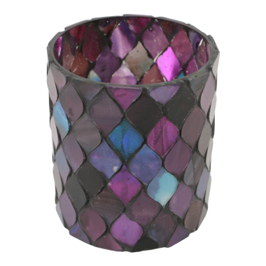 Waxinelichthouder mozaiek paars M