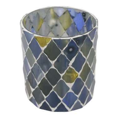 Waxinelichthouder mozaiek blauw/groen M
