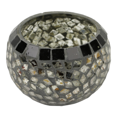 Waxinelichthouder mozaiek zilver