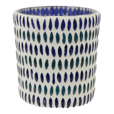 Waxinelichthouder glas druppel blauw