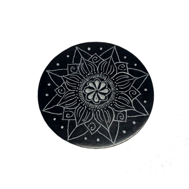 Wierookhouder plat mandala bloem zwart