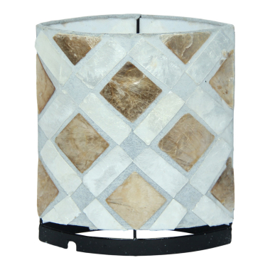 Lamp schelp ruit wit koper incl. fitting