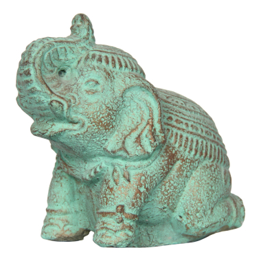 Statue stone elephant trunk up green