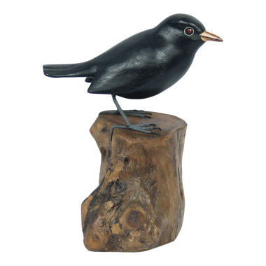 Beeld hout vogel op tak zwart