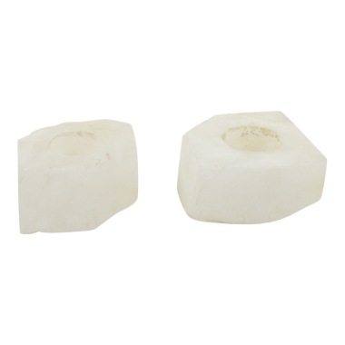 Waxinelichthouder kwarts steen wit