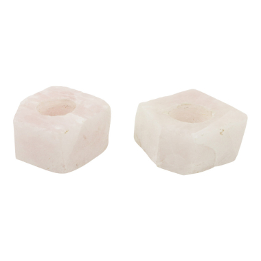 Waxinelichthouder kwarts steen roze