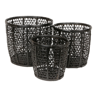 Mand bamboe geweven zwart M