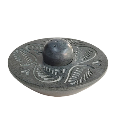 Wierookhouder palewa rond bladeren grijs