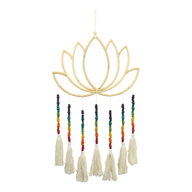 Hanger hout lotus chakra kralen meerkleurig L