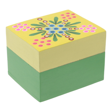 Opbergdoos hout bloemen geel