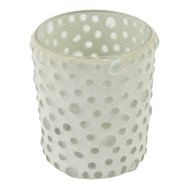 Waxinelichthouder glas stippen wit