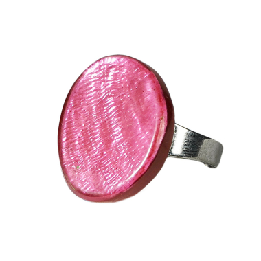 Ring capiz oval verstelbaar rood
