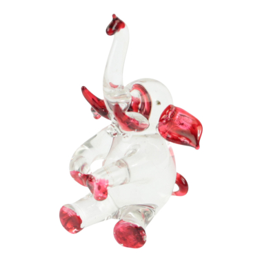 Beeld glas olifant zittend rood