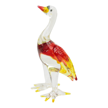 Beeld glas gans rood/geel