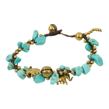 Bracelet gemstones howlite elephants turquoise