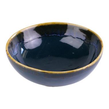Bowl ceramic dip glaze petrol
