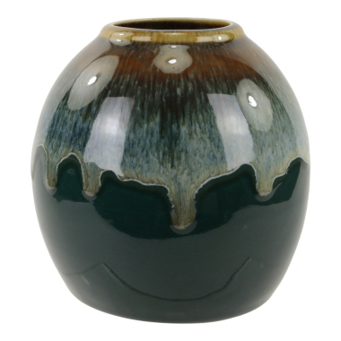 Vaas keramiek dip glazuur rond petrol M