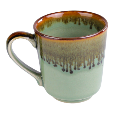 Mug ceramic dip glaze ear green/brown