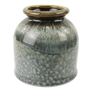 Vaas keramiek dip glazuur rond rand grijs