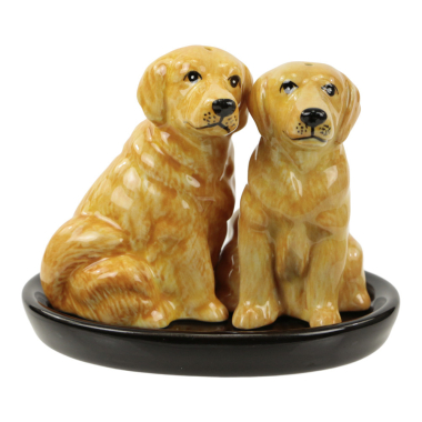 Pepper and salt set ceramic golden retriever