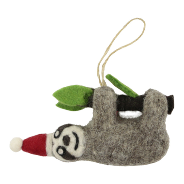 Ornament felt christmas sloth santa hat