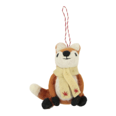 Ornament felt christmas fox scarf