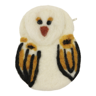 Pouch felt owl white/brown