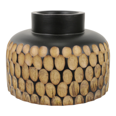 Vaas hout chip cirkels bruin/zwart L
