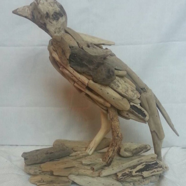 Houten Vogel, drijfhout 20 cm