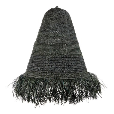 Lamp raffia zwart Mojo L