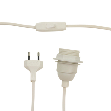 CORDON DE RACCORDEMENT AVEC INTERRUPTEUR POUR LAMPADAIRE BLANC