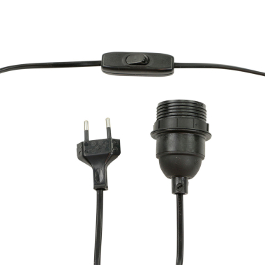 CORDON DE RACCORDEMENT AVEC INTERRUPTEUR POUR LAMPADAIRE NOIR