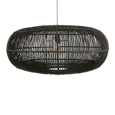 Rotan hanglamp zwart Oliver S