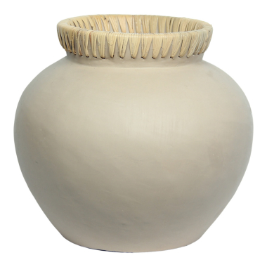 Vaas terracotta Emi met rotan