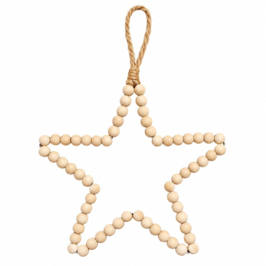 Hanger wooden beads star natural S